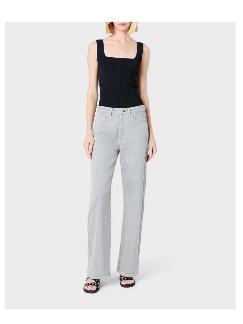 rag & bone Light Gray Wide Leg Jeans